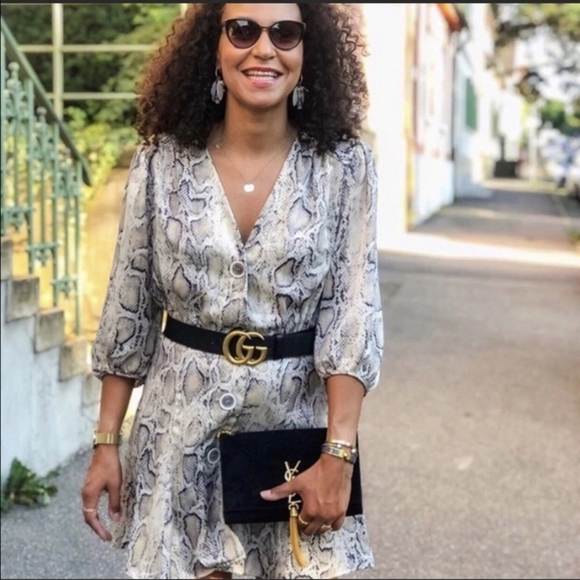 Zara Snake Print Flowy Sleeve Dress - Picture 3 of 10